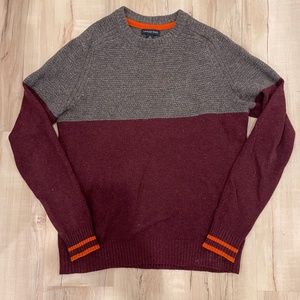 Lands' End Canvas Collection wool sweater, men's size medium, grey and maroon